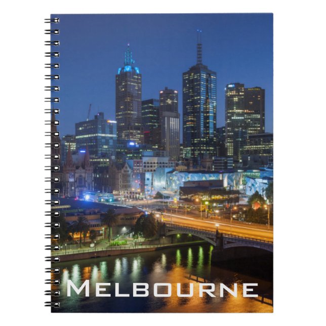 Caderno Espiral Austrália, Vitória, Melbourne, horizonte com (Frente)