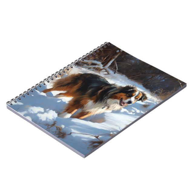Caderno Espiral Australian Shepherd Deixe Cair a Neve Natal (Left Side)