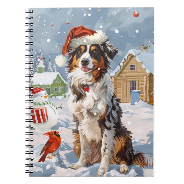 Caderno Espiral Australian Shepherd Natal Mágico de Natal (Frente)