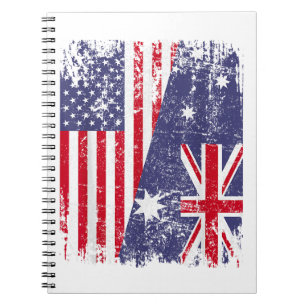 Caderno Espiral AUSTRALIANA ROOTS Half American Flag AUSTRÁLIA