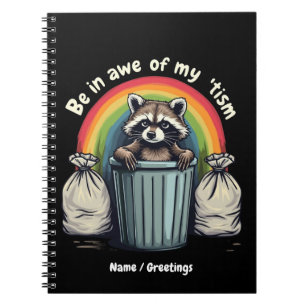 Caderno Espiral Autismo Guaxinim Engraçado Fique impressionado com