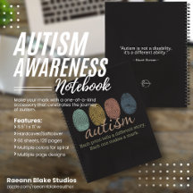 Caderno Espiral Autismo Impressão Digital/Citação
