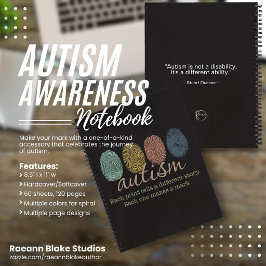 Caderno Espiral Autismo Impressão Digital/Citação