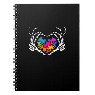 Caderno Espiral Autismo Sensibilização s Skeleton Quebra-cabeça de