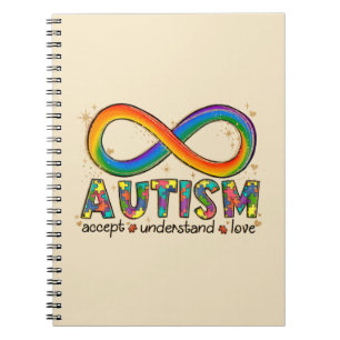 Caderno Espiral Autismo - Símbolo Infinito - Aceitar, Entender, Am