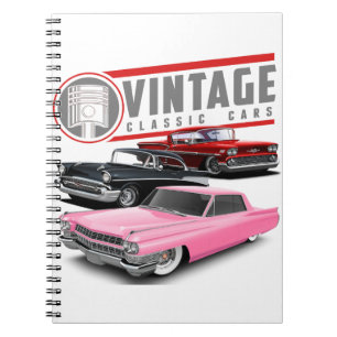 Caderno Espiral Automóveis clássicos retrorreflectores