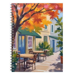 Caderno Espiral Autumn Cafe Watercolor Fall Foliage