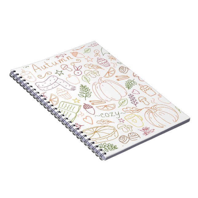Caderno Espiral Autumn Cozy Doodle Patterle - Fall Pumpkins, Folha (Lado Direito)
