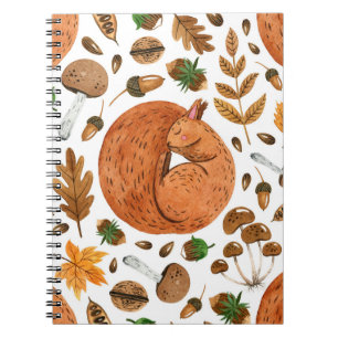 Caderno Espiral Autumn Dreams: Watercolor Squirrel Haven