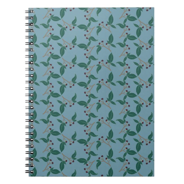 Caderno Espiral Autumn Fall Notebook with blackberry pattern (Frente)