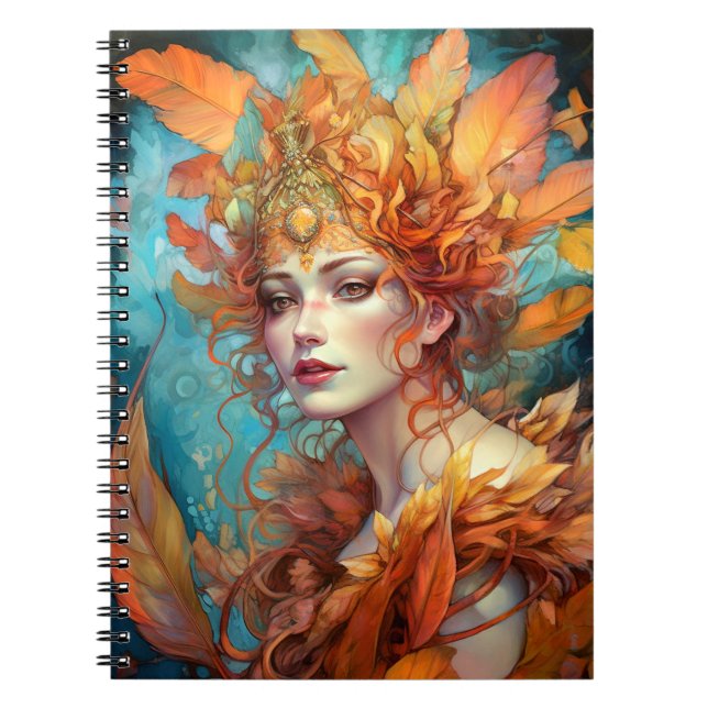Caderno Espiral Autumn Fall Queen Goddese Fantasy Art (Frente)