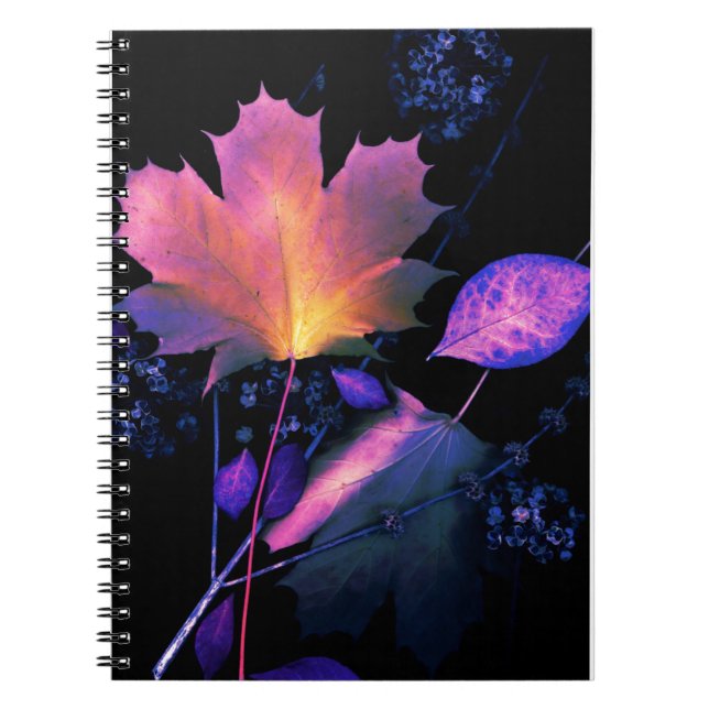 Caderno Espiral Autumn Leaves em Neon (Frente)