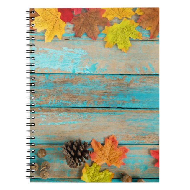 Caderno Espiral Autumn Maple: Pinecone Nature Frame. (Frente)