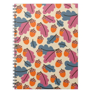 Caderno Espiral Autumn Oak: Leaves e Acorns Pattern