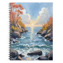 Autumn River Sunlight Fall Landscape Watercolor