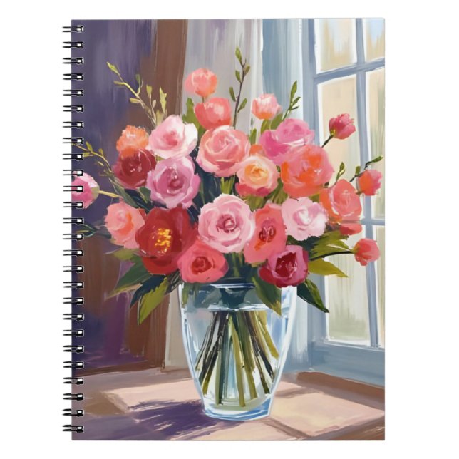 Caderno Espiral Autumn Rose Bouquet Floral Fall (Frente)