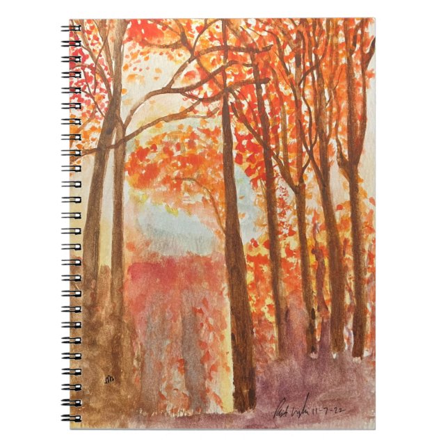 Caderno Espiral Autumn Woods Watercolor (Frente)