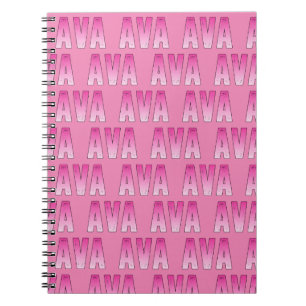 Caderno Espiral Ava pink name