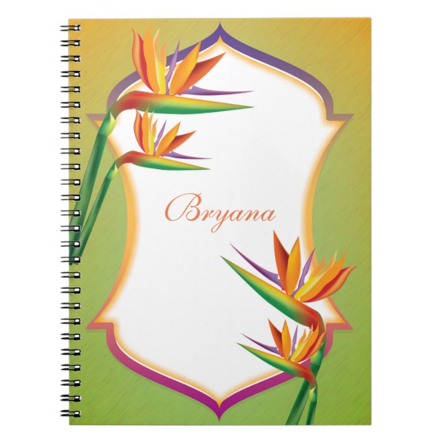 Caderno Espiral Ave do Diário de Notebook Tropical do Paraíso (Frente)