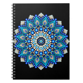 Caderno Espiral Avental com Padrão de Mandala Azul Decoração Boho 