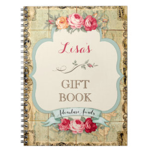 Caderno Espiral Aventura aguarda Rosas do Mapa Mundial da Vintage