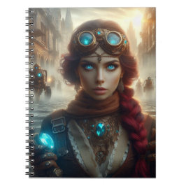 Caderno Espiral Aventura de Senhora Industrial Vitoriana Steampunk