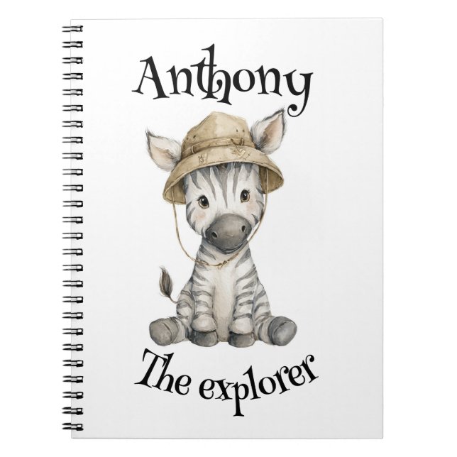 Caderno Espiral Aventura no Safari Bebês | Animais Aquarela Fofos (Frente)