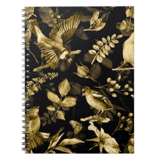 Caderno Espiral Aves Aquáticas: Design Floral Vintage.