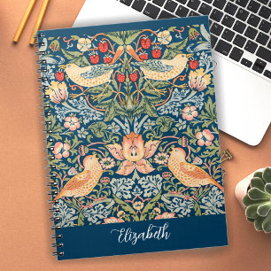 Caderno Espiral Aves Cuecas, Morango, Arte Vintage, Nome