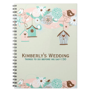 Caderno Espiral Aves De Casamento, Alimentos Para Aves E Flores