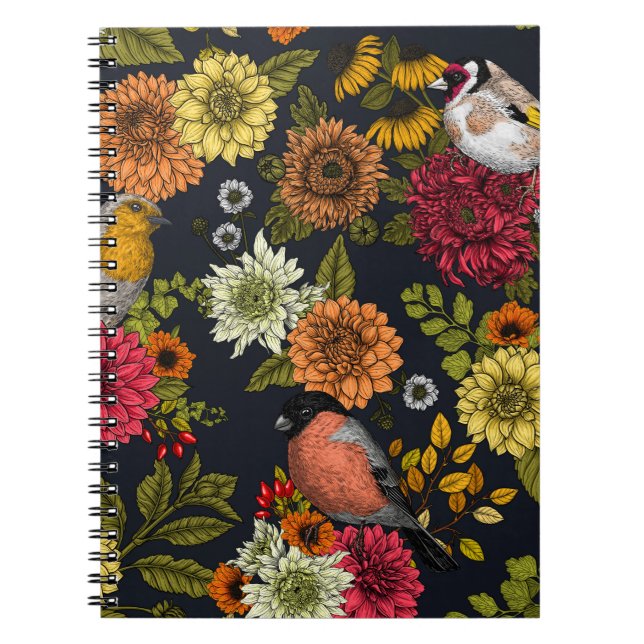 Caderno Espiral Aves e flores do jardim 2 (Frente)