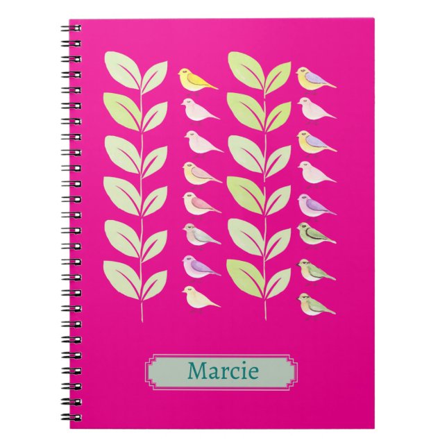 Caderno Espiral Aves e Folhas de Aquarela (Frente)