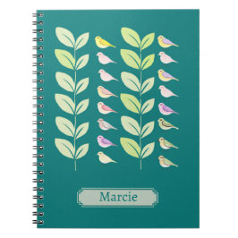 Caderno Espiral Aves e Folhas de Aquarela