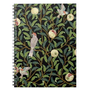 Caderno Espiral Aves em folhagem com aves e mar fruta