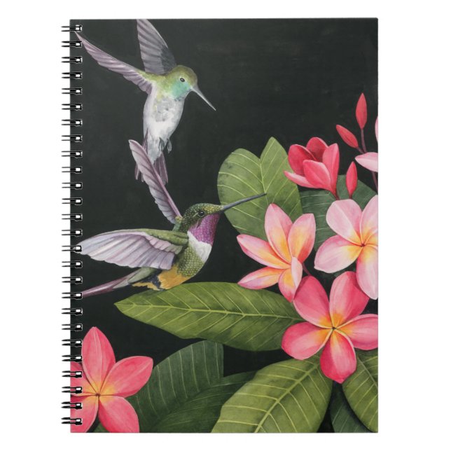 Caderno Espiral Aves Hummingaves Na Plumeria (Frente)