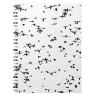 CADERNO ESPIRAL AVES NEGROS VOANDO NO CÉU