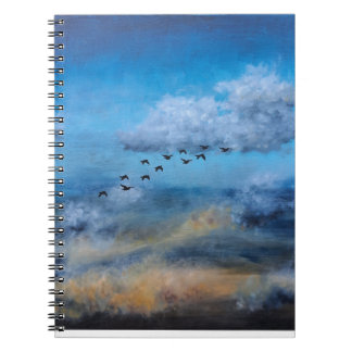 Caderno Espiral Aves Nuvens Autumn Sky Ornithologista Nature Chang