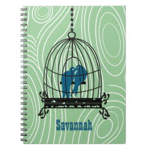 Caderno Espiral Aves Vintage, Granizo De Madeira