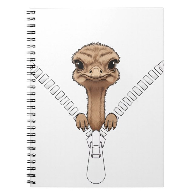 Caderno Espiral Avestruz Engraçada Espiando  (Frente)