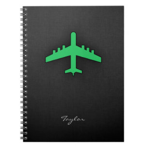 Caderno Espiral Avião Kelly Green