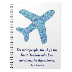 Caderno Espiral Aviation Quote Airplane Notebook