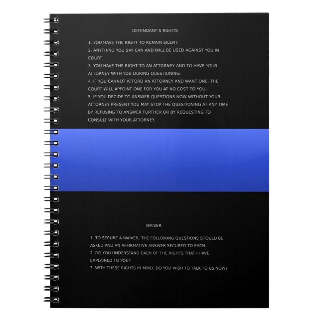 Caderno Espiral Aviso e Dispensa de Linha Azul Fino e Direitos de  (Frente)