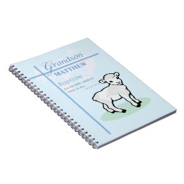 Caderno Espiral Avô Baptism Blue Boy Lamb Personalizado