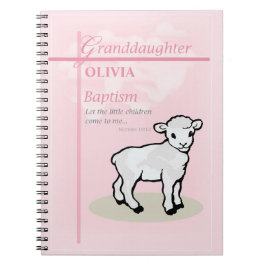 Caderno Espiral Avô Baptism Lâmpada Rosa Personalizada