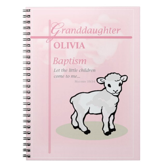 Caderno Espiral Avô Baptism Lâmpada Rosa Personalizada (Frente)
