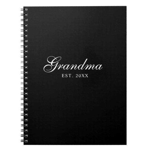 Caderno Espiral Avó Estabelecida com Elegância em Letra Preta (Frente)