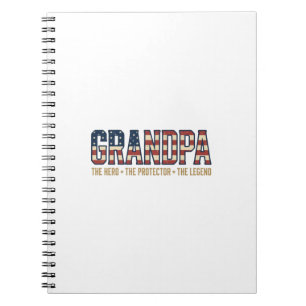 Caderno Espiral Avô Patriótico Herói Protetor Lenda Vetor Des