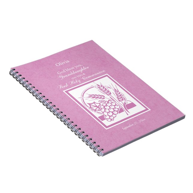 Caderno Espiral Avó Primeira Comunhão, Rosa (Lado Direito)