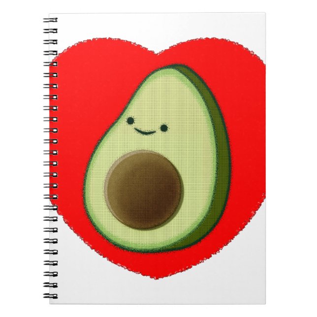 Caderno Espiral Avocado Bonito No Coração Vermelho (Frente)