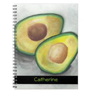 Caderno Espiral Avocado personalizado em aquarela